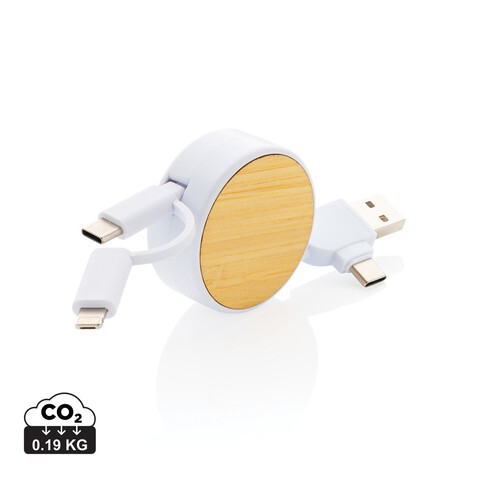 Ontario ausziehb. 6-in-1 Kabel aus RCS recyceltem Kunststoff weiß bedrucken, Art.-Nr. P302.373 Ontario ausziehb. 6-in-1 Kabel aus RCS recyceltem Kunststoff weiß bedrucken, Art.-Nr. P302.373