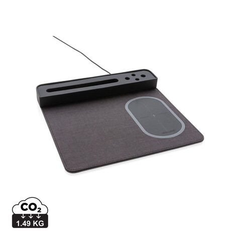 Air Mousepad mit 5W Wireless Charger und USB schwarz bedrucken, Art.-Nr. P308.251