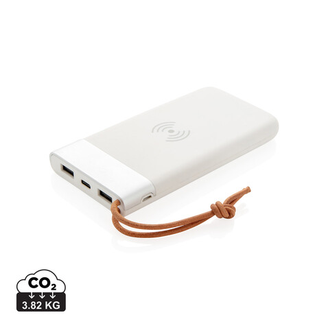 Aria 8.000 mAh 5W Wireless Charging Powerbank weiß bedrucken, Art.-Nr. P324.693