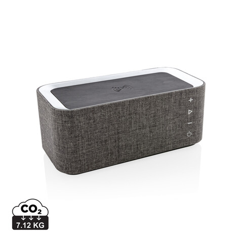 Vogue Wireless-Charger Lautsprecher grau, schwarz bedrucken, Art.-Nr. P328.072 Vogue Wireless-Charger Lautsprecher grau, schwarz bedrucken, Art.-Nr. P328.072