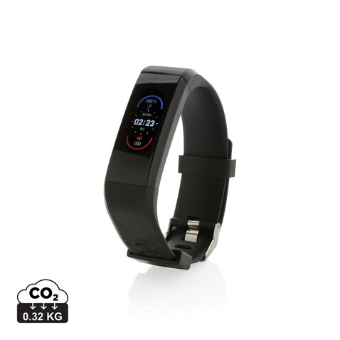 Sense Fit Tracker aus RCS recyceltem TPU mit Pulsmesser schwarz bedrucken, Art.-Nr. P330.811