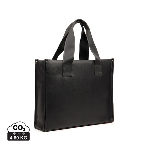 VINGA Bermond Tragetasche aus RCS recyceltem PU schwarz bedrucken, Art.-Nr. V762031 VINGA Bermond Tragetasche aus RCS recyceltem PU schwarz bedrucken, Art.-Nr. V762031