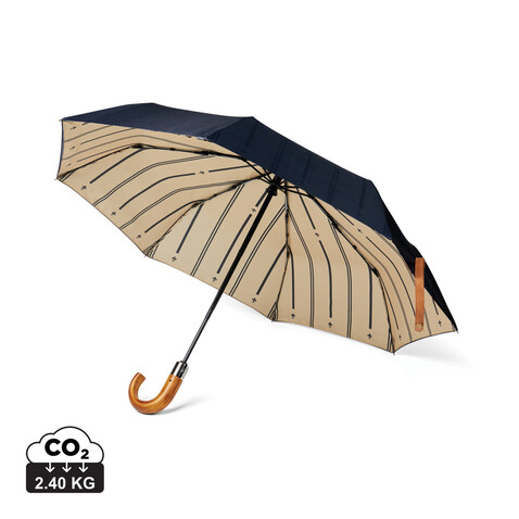 VINGA Bosler AWARE™ 21" faltbarer Schirm aus recyceltem PET navy blau bedrucken, Art.-Nr. V850015 VINGA Bosler AWARE™ 21" faltbarer Schirm aus recyceltem PET navy blau bedrucken, Art.-Nr. V850015