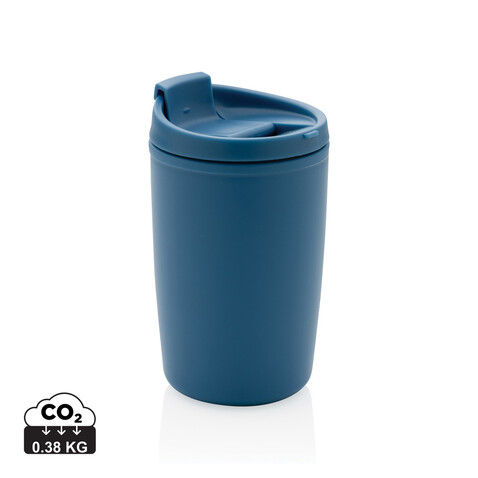 GRS recycelter PP-Becher mit Flip-Deckel blau bedrucken, Art.-Nr. P433.085 GRS recycelter PP-Becher mit Flip-Deckel blau bedrucken, Art.-Nr. P433.085