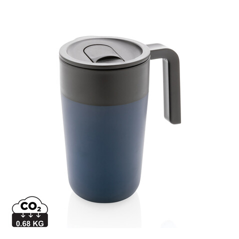 GRS recycelte PP und Stainless Steel Tasse mit Griff navy blau bedrucken, Art.-Nr. P433.235 GRS recycelte PP und Stainless Steel Tasse mit Griff navy blau bedrucken, Art.-Nr. P433.235