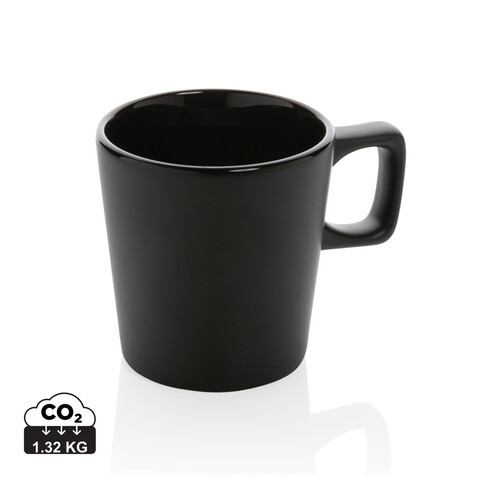 Moderne Keramik Kaffeetasse, 300ml schwarz, schwarz bedrucken, Art.-Nr. P434.051 Moderne Keramik Kaffeetasse, 300ml schwarz, schwarz bedrucken, Art.-Nr. P434.051