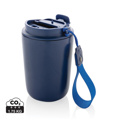 Cuppa Vakuumbecher aus RCS-Stahl mit Umhängeband blau bedrucken, Art.-Nr. P435.025 Cuppa Vakuumbecher aus RCS-Stahl mit Umhängeband blau bedrucken, Art.-Nr. P435.025