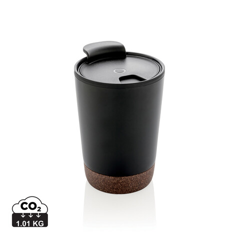 GRS rPP Edelstahl-Kaffeebecher mit Kork schwarz bedrucken, Art.-Nr. P435.071 GRS rPP Edelstahl-Kaffeebecher mit Kork schwarz bedrucken, Art.-Nr. P435.071