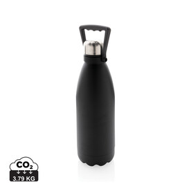 Große Vakuumflasche aus RCS recyceltem Stainless-Steel 1,5L schwarz bedrucken, Art.-Nr. P435.511