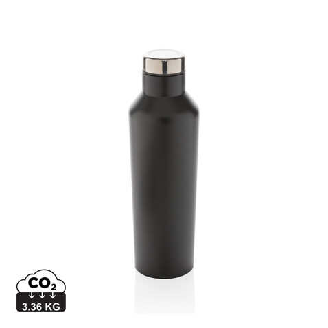 Moderne Vakuum-Flasche aus Stainless Steel schwarz bedrucken, Art.-Nr. P436.761 Moderne Vakuum-Flasche aus Stainless Steel schwarz bedrucken, Art.-Nr. P436.761