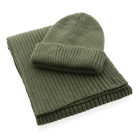 Impact AWARE™ Polylana® doppelt gestrickte Mütze grün bedrucken, Art.-Nr. P453.397 Impact AWARE™ Polylana® doppelt gestrickte Mütze grün bedrucken, Art.-Nr. P453.397