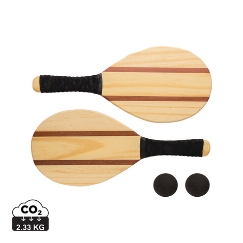 Frescobol Tennis-Set aus Holz braun bedrucken, Art.-Nr. P453.509 Frescobol Tennis-Set aus Holz braun bedrucken, Art.-Nr. P453.509