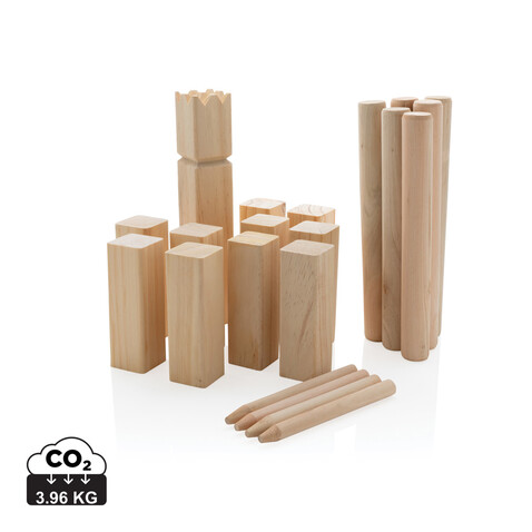 Kubb Outdoor Wurfspiel aus Holz braun bedrucken, Art.-Nr. P453.519 Kubb Outdoor Wurfspiel aus Holz braun bedrucken, Art.-Nr. P453.519