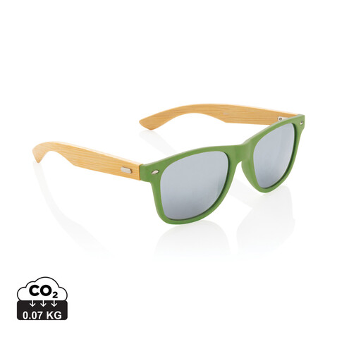 Sonnenbrille aus Bambus und RCS recyceltem Kunststoff grün bedrucken, Art.-Nr. P453.977 Sonnenbrille aus Bambus und RCS recyceltem Kunststoff grün bedrucken, Art.-Nr. P453.977