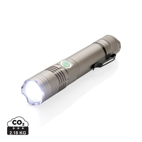 Wiederaufladbare 3W Taschenlampe grau bedrucken, Art.-Nr. P513.591
