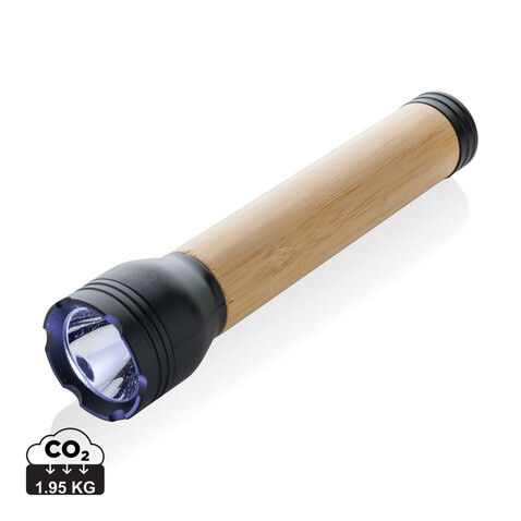 Lucid 5W Taschenlampe aus RCS recyceltem Kunststoff & Bambus schwarz, braun bedrucken, Art.-Nr. P513.791 Lucid 5W Taschenlampe aus RCS recyceltem Kunststoff & Bambus schwarz, braun bedrucken, Art.-Nr. P513.791