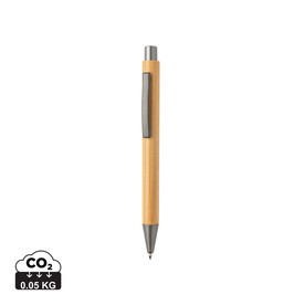 Slim Design Bambus Stift braun, silber bedrucken, Art.-Nr. P610.569