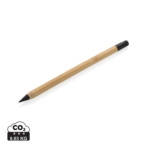 Bambus Infinity-Stift mit Radiergummi braun bedrucken, Art.-Nr. P611.099