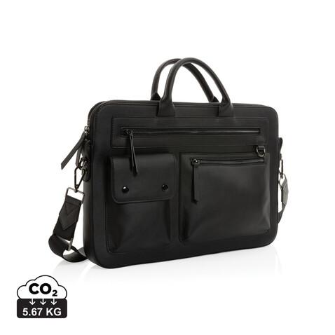 Swiss Peak 14" Laptoptasche aus GRS recyceltem PU schwarz bedrucken, Art.-Nr. P732.191