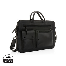 Swiss Peak 14&amp;quot; Laptoptasche aus GRS recyceltem PU schwarz bedrucken, Art.-Nr. P732.191