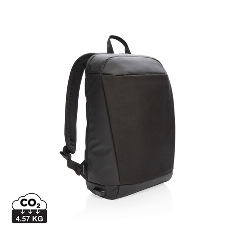 Madrid Anti-Diebstahl RFID USB Laptop-Rucksack schwarz, schwarz bedrucken, Art.-Nr. P762.511