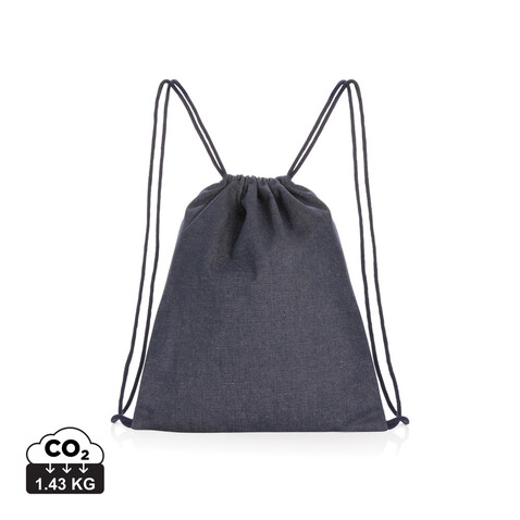 Impact AWARE™ Rucksack aus recyceltem Denim mit Kordelzug blau bedrucken, Art.-Nr. P762.835 Impact AWARE™ Rucksack aus recyceltem Denim mit Kordelzug blau bedrucken, Art.-Nr. P762.835