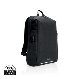 Swiss Peak AWARE™ RFID und USB A-Laptop-Rucksack schwarz bedrucken, Art.-Nr. P763.161