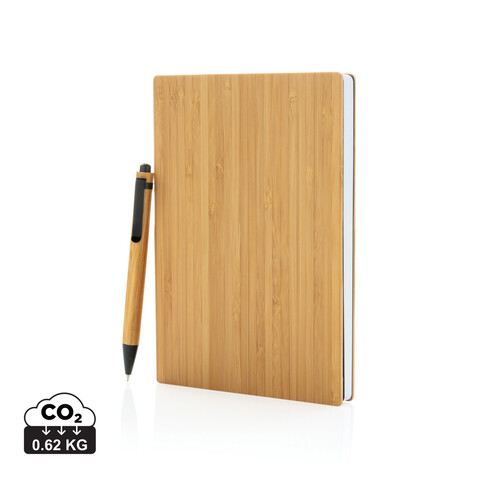 A5 Bambus Notizbuch &amp; Stift braun bedrucken, Art.-Nr. P772.159