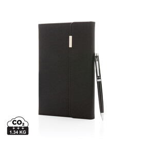 Swiss Peak Deluxe A5 Notizbuch mit Stift schwarz bedrucken, Art.-Nr. P772.921