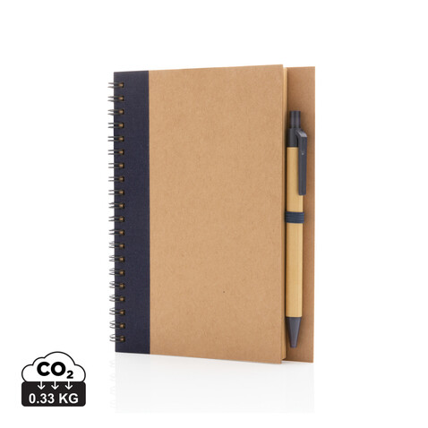 Kraft Spiral-Notizbuch mit Stift blau bedrucken, Art.-Nr. P774.265 Kraft Spiral-Notizbuch mit Stift blau bedrucken, Art.-Nr. P774.265