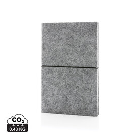 A5-Softcover-Notizbuch aus GRS zertifiert recyceltem Filz grau bedrucken, Art.-Nr. P774.472