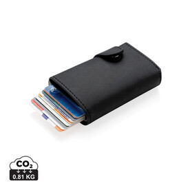 Aluminium RFID Kartenhalter mit PU-Börse schwarz bedrucken, Art.-Nr. P850.341