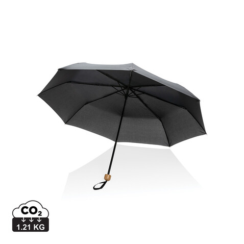 20.5" Impact AWARE™ RPET 190T Pongee Bambus Mini-Schirm schwarz bedrucken, Art.-Nr. P850.571