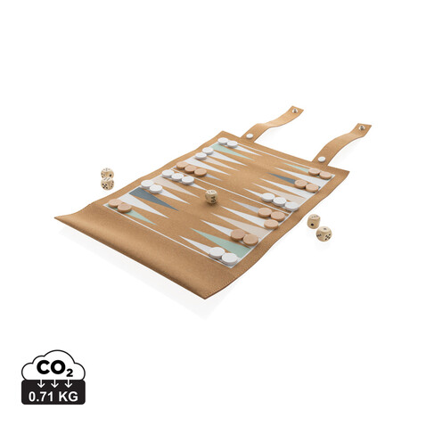 Britton faltbares Backgammon und Damespiel Set aus Kork braun bedrucken, Art.-Nr. P940.219 Britton faltbares Backgammon und Damespiel Set aus Kork braun bedrucken, Art.-Nr. P940.219
