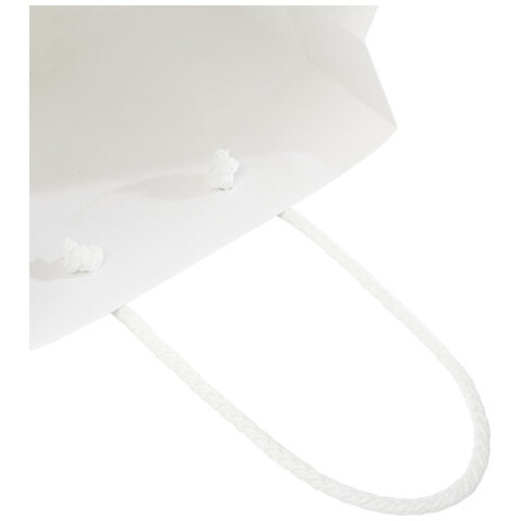 Handgefertigte 170 g/m² Integra-Papiertüte mit Kunststoff Kordelgriffen – 18 × 9 × 23 cm, weiss bedrucken, Art.-Nr. 1ZB00901 Handgefertigte 170 g/m² Integra-Papiertüte mit Kunststoff Kordelgriffen – 18 × 9 × 23 cm, weiss bedrucken, Art.-Nr. 1ZB00901