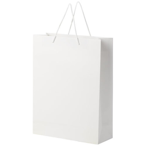 Handgefertigte 170 g/m² Integra-Papiertüte mit Kunststoff Kordelgriffen – 31 × 12 × 41 cm, weiss bedrucken, Art.-Nr. 1ZB01101 Handgefertigte 170 g/m² Integra-Papiertüte mit Kunststoff Kordelgriffen – 31 × 12 × 41 cm, weiss bedrucken, Art.-Nr. 1ZB01101
