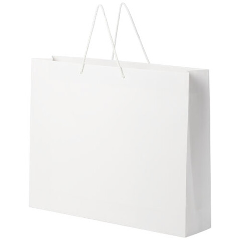 Handgefertigte 170 g/m² Integra-Papiertüte mit Kunststoff Kordelgriffen – 45 × 10 × 35 cm, weiss bedrucken, Art.-Nr. 1ZB01201 Handgefertigte 170 g/m² Integra-Papiertüte mit Kunststoff Kordelgriffen – 45 × 10 × 35 cm, weiss bedrucken, Art.-Nr. 1ZB01201