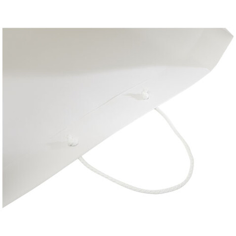 Handgefertigte 170 g/m² Integra-Papiertüte mit Kunststoff Kordelgriffen – 45 × 10 × 35 cm, weiss bedrucken, Art.-Nr. 1ZB01201 Handgefertigte 170 g/m² Integra-Papiertüte mit Kunststoff Kordelgriffen – 45 × 10 × 35 cm, weiss bedrucken, Art.-Nr. 1ZB01201
