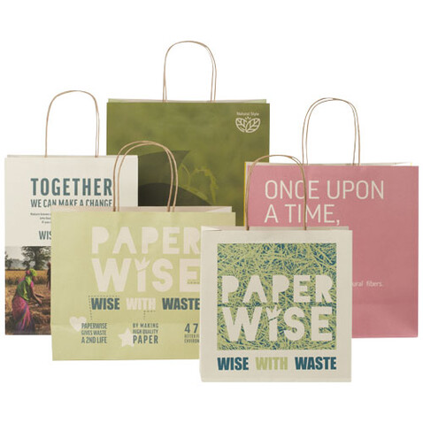 Papiertüte 150 g/m² aus landwirtschaftlichen Reststoffen mit gedrehten Griffen – 24 × 9 × 32 cm, offwhite bedrucken, Art.-Nr. 1ZM00201 Papiertüte 150 g/m² aus landwirtschaftlichen Reststoffen mit gedrehten Griffen – 24 × 9 × 32 cm, offwhite bedrucken, Art.-Nr. 1ZM00201