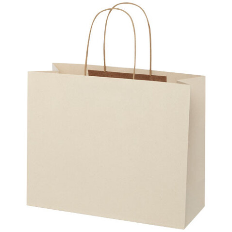 Papiertüte 150 /m² aus landwirtschaftlichen Reststoffen mit gedrehten Griffen – 31 × 12 × 25 cm, offwhite bedrucken, Art.-Nr. 1ZM00301 Papiertüte 150 /m² aus landwirtschaftlichen Reststoffen mit gedrehten Griffen – 31 × 12 × 25 cm, offwhite bedrucken, Art.-Nr. 1ZM00301