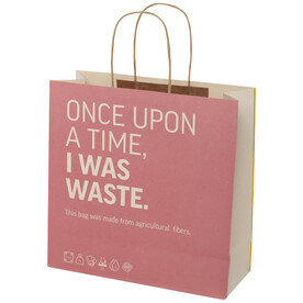 Papiertüte 150 g/m² aus landwirtschaftlichen Reststoffen mit gedrehten Griffen – 31 × 12 × 31 cm, offwhite bedrucken, Art.-Nr. 1ZM00401