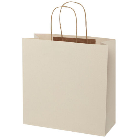 Papiertüte 150 g/m² aus landwirtschaftlichen Reststoffen mit gedrehten Griffen – 31 × 12 × 31 cm, offwhite bedrucken, Art.-Nr. 1ZM00401 Papiertüte 150 g/m² aus landwirtschaftlichen Reststoffen mit gedrehten Griffen – 31 × 12 × 31 cm, offwhite bedrucken, Art.-Nr. 1ZM00401