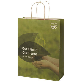 Papiertüte 150 g/m² aus landwirtschaftlichen Reststoffen mit gedrehten Griffen – 31 × 12 × 41 cm, offwhite bedrucken, Art.-Nr. 1ZM00501
