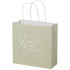 Kraftpapiertasche 120 /m² mit gedrehten Griffen – 24 × 9 × 24 cm, weiss bedrucken, Art.-Nr. 1ZM00601