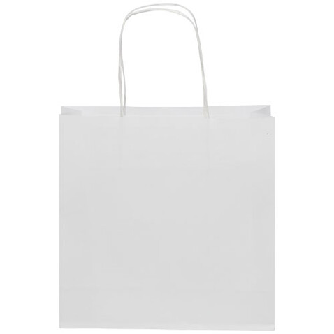 Kraftpapiertasche 120 /m² mit gedrehten Griffen – 24 × 9 × 24 cm, weiss bedrucken, Art.-Nr. 1ZM00601 Kraftpapiertasche 120 /m² mit gedrehten Griffen – 24 × 9 × 24 cm, weiss bedrucken, Art.-Nr. 1ZM00601