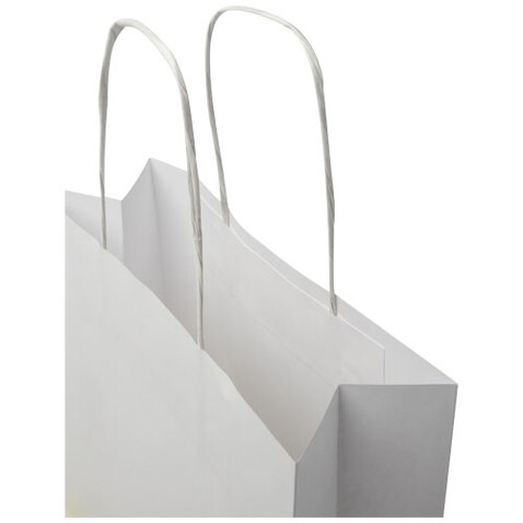 Kraftpapiertasche 120 /m² mit gedrehten Griffen – 24 × 9 × 24 cm, weiss bedrucken, Art.-Nr. 1ZM00601 Kraftpapiertasche 120 /m² mit gedrehten Griffen – 24 × 9 × 24 cm, weiss bedrucken, Art.-Nr. 1ZM00601