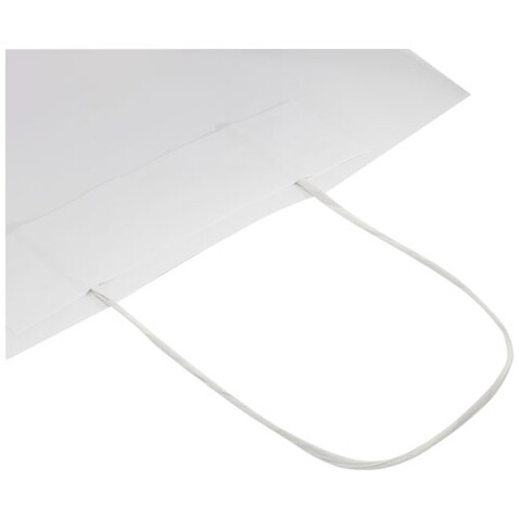 Kraftpapiertasche 120 /m² mit gedrehten Griffen – 24 × 9 × 24 cm, weiss bedrucken, Art.-Nr. 1ZM00601 Kraftpapiertasche 120 /m² mit gedrehten Griffen – 24 × 9 × 24 cm, weiss bedrucken, Art.-Nr. 1ZM00601