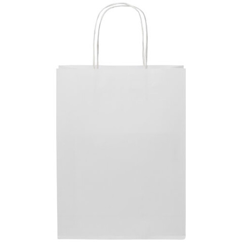 Kraftpapiertasche 120 g/m² mit gedrehten Griffen – 24 × 9 × 32 cm, weiss bedrucken, Art.-Nr. 1ZM00701 Kraftpapiertasche 120 g/m² mit gedrehten Griffen – 24 × 9 × 32 cm, weiss bedrucken, Art.-Nr. 1ZM00701
