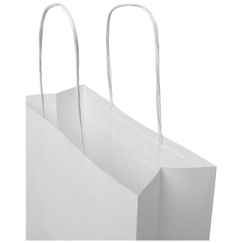 Kraftpapiertasche 120 g/m² mit gedrehten Griffen – 24 × 9 × 32 cm, weiss bedrucken, Art.-Nr. 1ZM00701 Kraftpapiertasche 120 g/m² mit gedrehten Griffen – 24 × 9 × 32 cm, weiss bedrucken, Art.-Nr. 1ZM00701