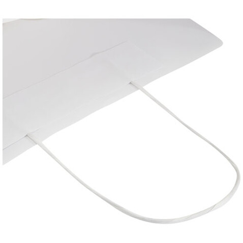 Kraftpapiertasche 120 g/m² mit gedrehten Griffen – 24 × 9 × 32 cm, weiss bedrucken, Art.-Nr. 1ZM00701 Kraftpapiertasche 120 g/m² mit gedrehten Griffen – 24 × 9 × 32 cm, weiss bedrucken, Art.-Nr. 1ZM00701